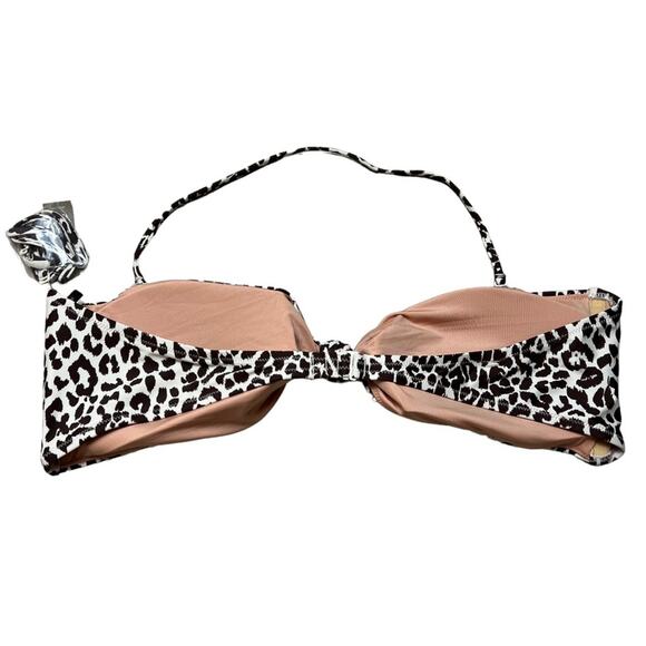 J.CREW Knot Bandeau Bikini Top in Leopard Print Removable Strap Brown 3X NEW - Picture 7 of 12